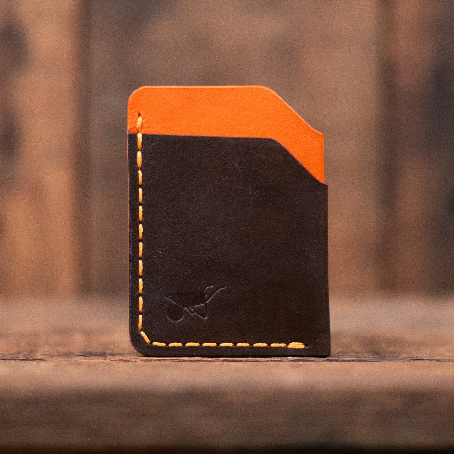 Willis Kimbel (Rustler) Wallet in Chocolate / Orange Leather by Dark Forest