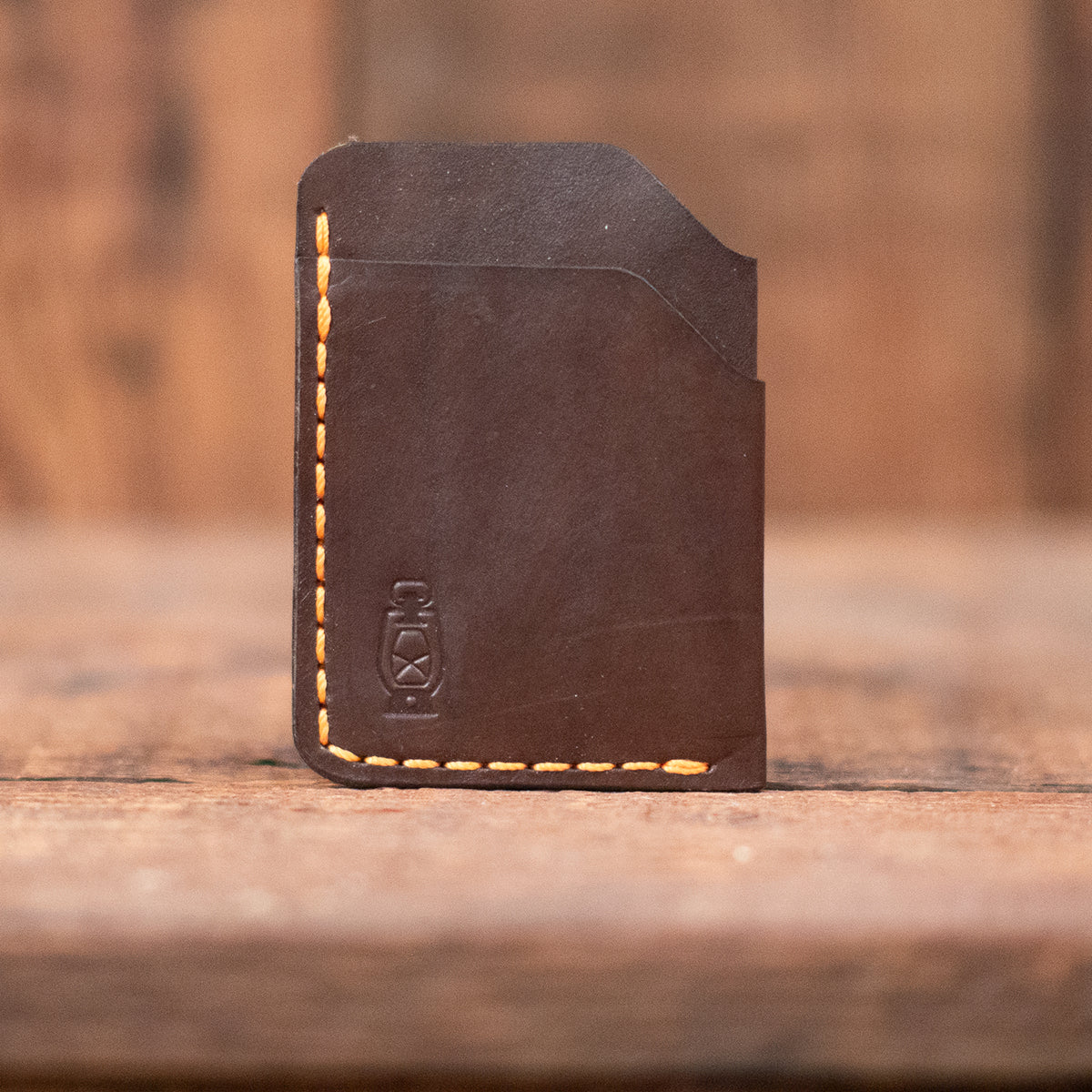 Rustler Card wallet in chocolate/orange by Dark Forest