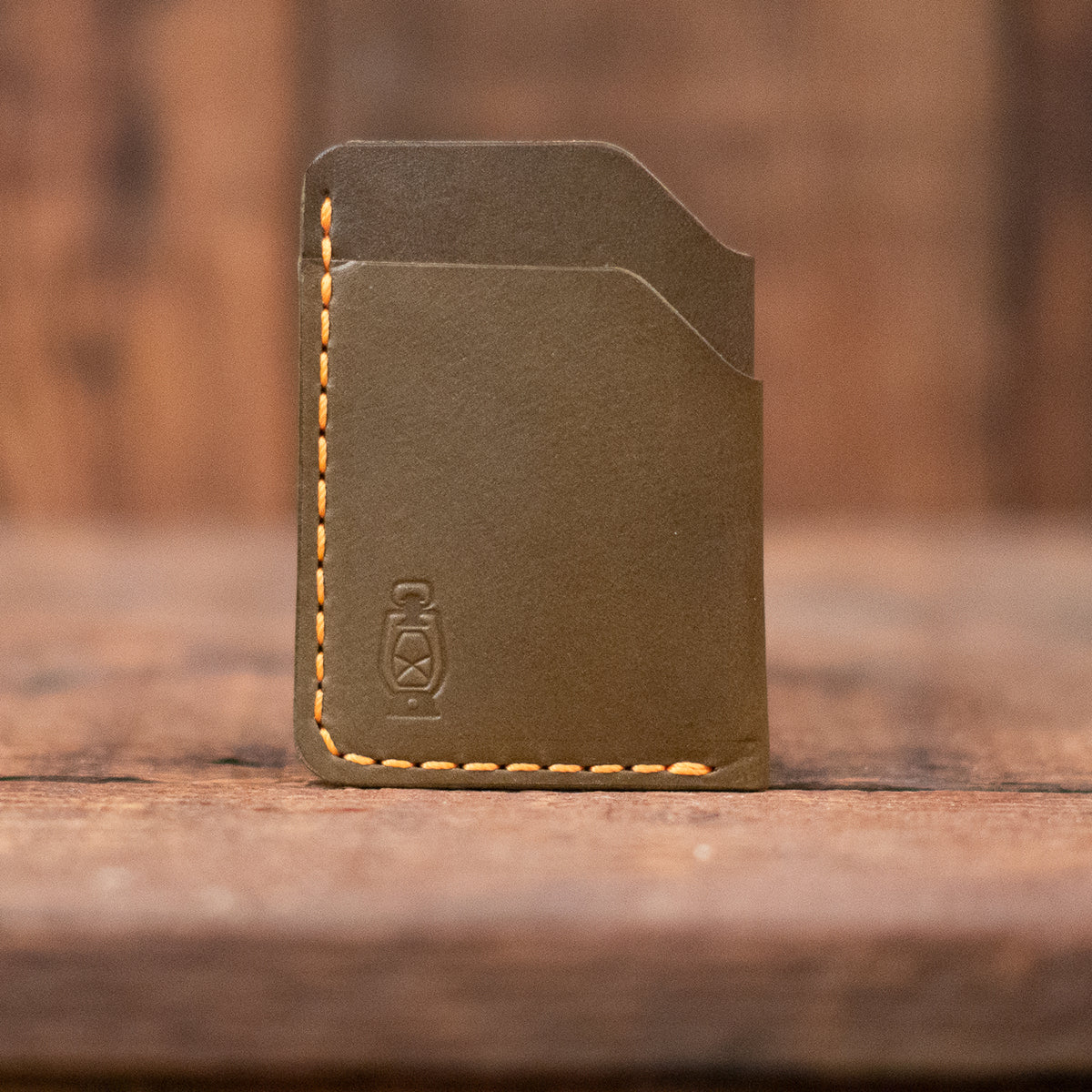 Rustler Card wallet in olive/orange by Dark Forest