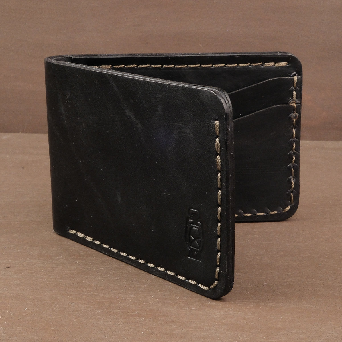 Black leather wallet made in USA