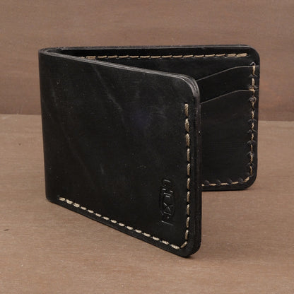 Black leather wallet made in USA