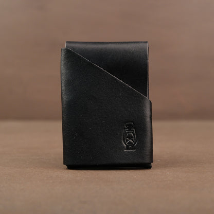 black full grain veg tan minimalist stitchless leather wallet