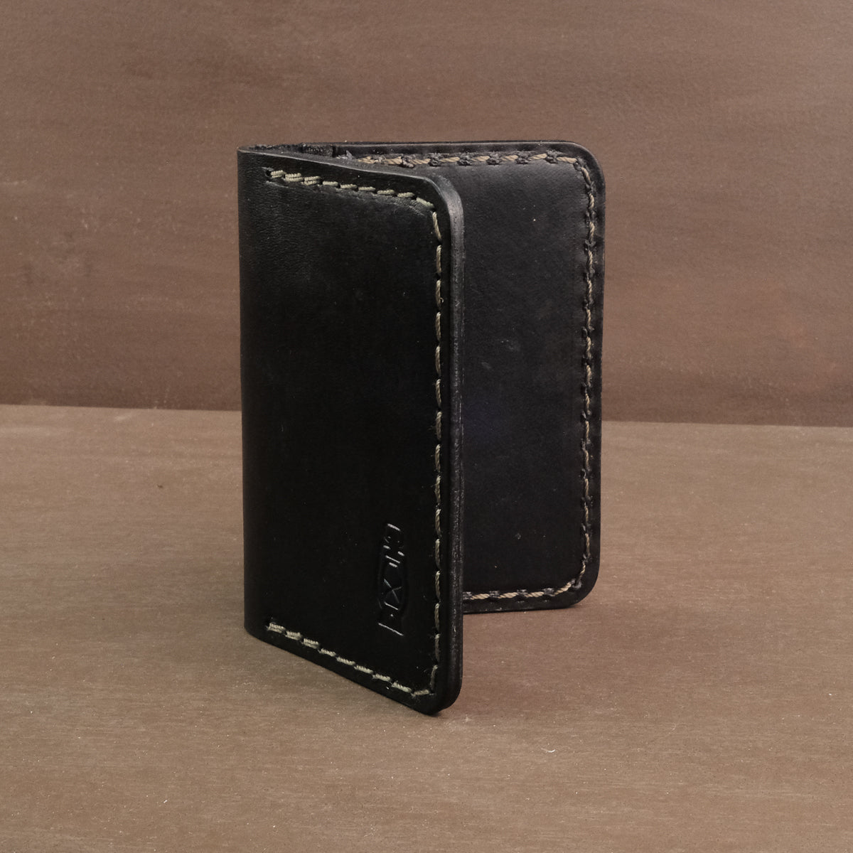 Black full grain leather wallet vertical design made in usa