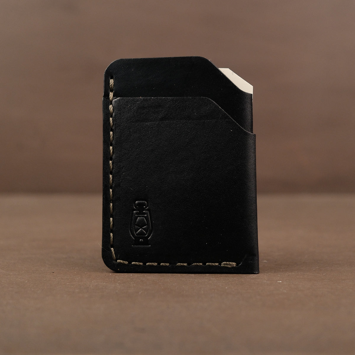 Black minimalist full grain leather wallet made in usa