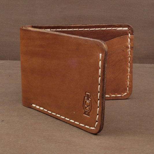 Brown leather wallet made with full grain leather