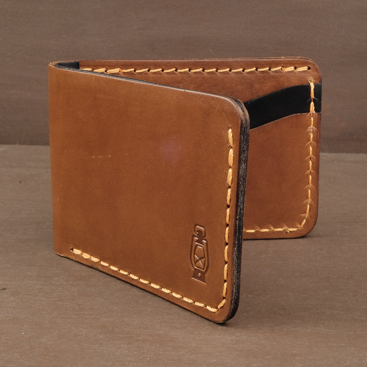 Black and Brown handcrafted leather bifold made in usa
