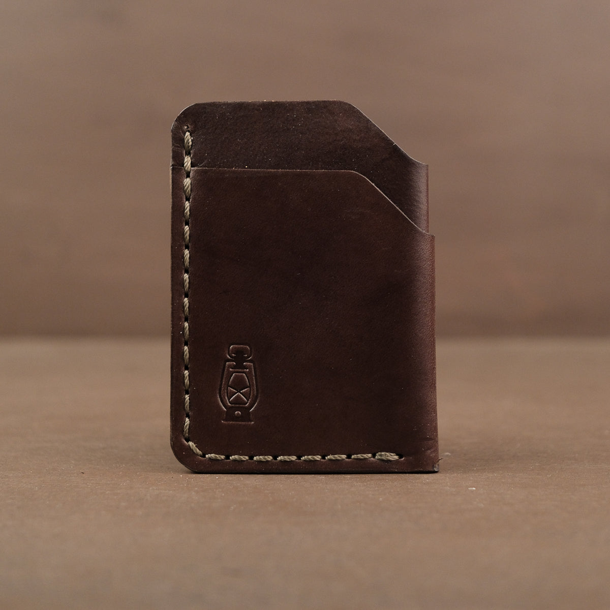 Chocolate minimalist full grain leather card wallet made in usa
