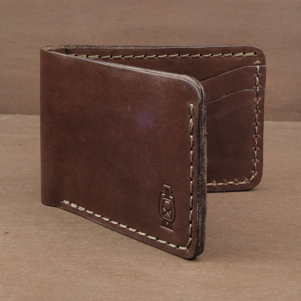 Chocolate leather wallet made from full grain leather in USA