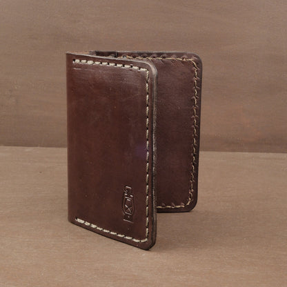 Chocolate vertical leather wallet made in USA