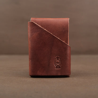 Mahogany full grain veg tan minimalist stitchless leather wallet