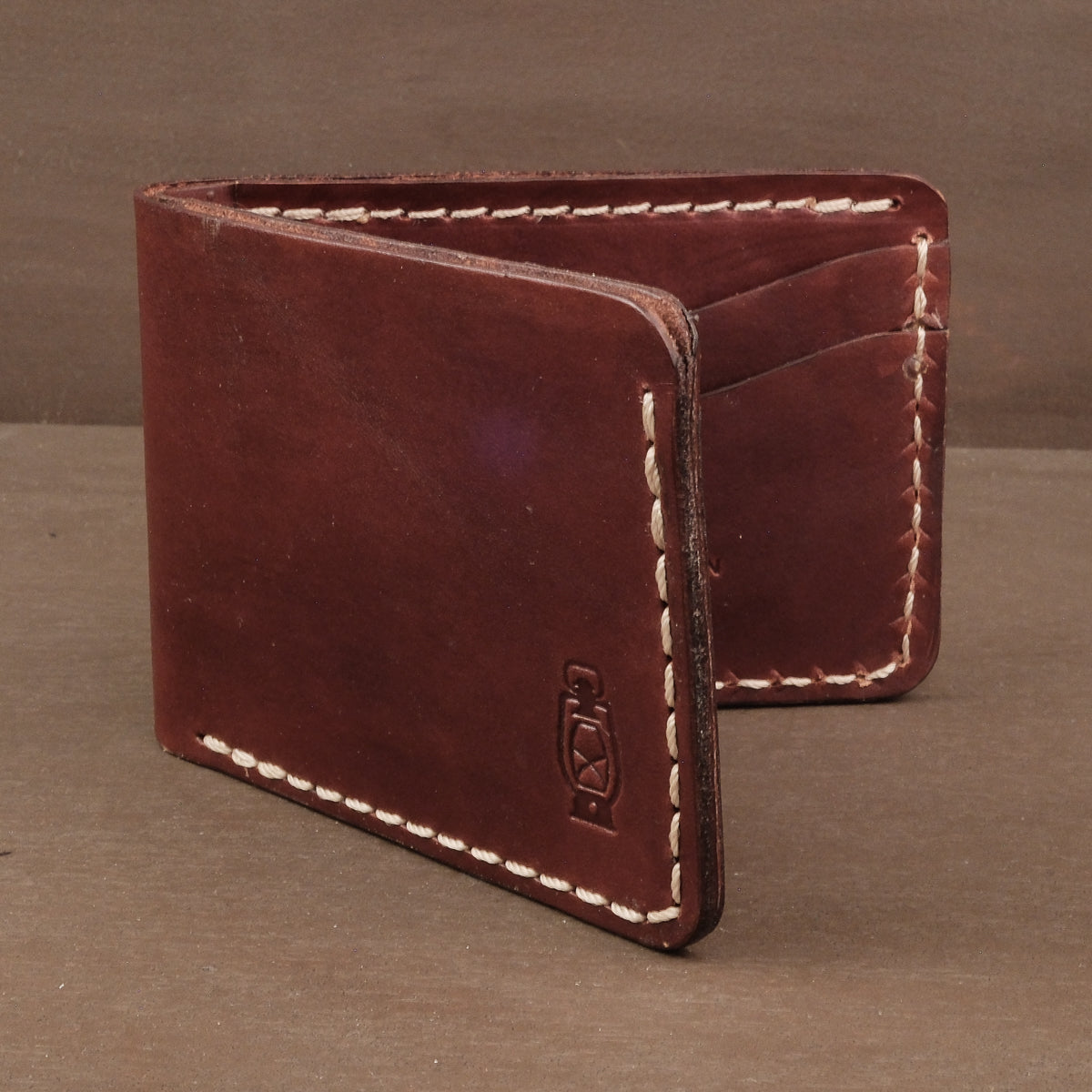 Mahogany leather wallet made in usa from full grain leather
