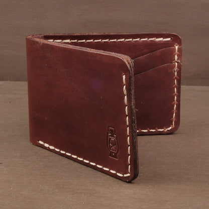 Mahogany leather wallet made in usa from full grain leather