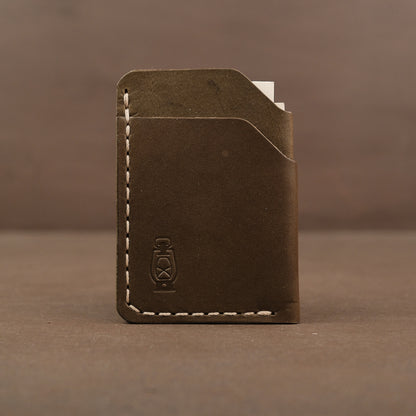 Olive minimalist full grain leather card wallet made in usa