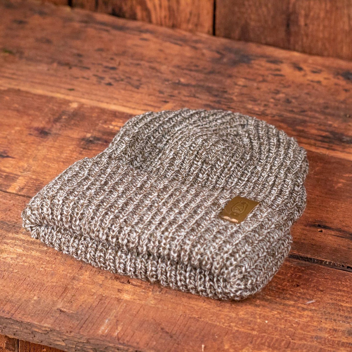 Marl Watch Cap by Dark Forest with leather accent