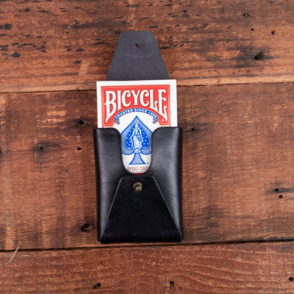 Playing cards in style with the Leather Playing Card Case in black leather by Dark Forest