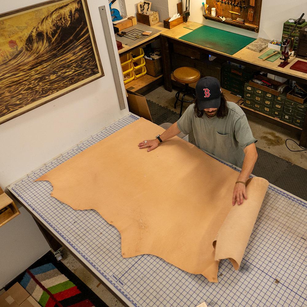 See how your wallet is made starting with a sheet of leather, made in Portland, Oregon