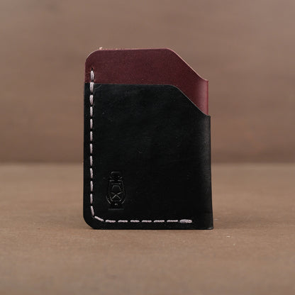 Eggplant minimalist full grain leather card wallet made in usa