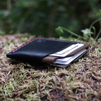 Handmade leather card wallet made from full grain veg tan leather