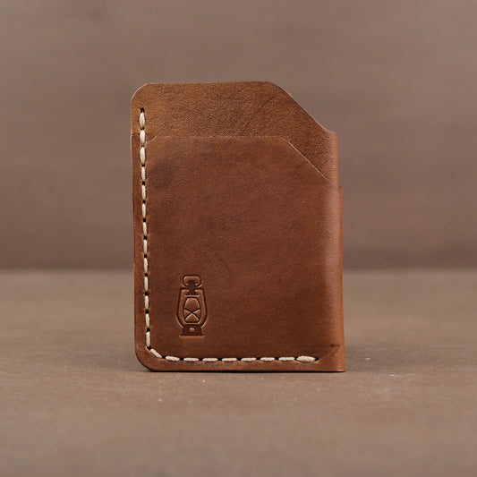 Brown minimalist full grain leather wallet made in usa