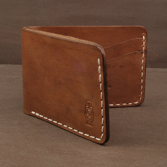Brown leather wallet handmade in usa
