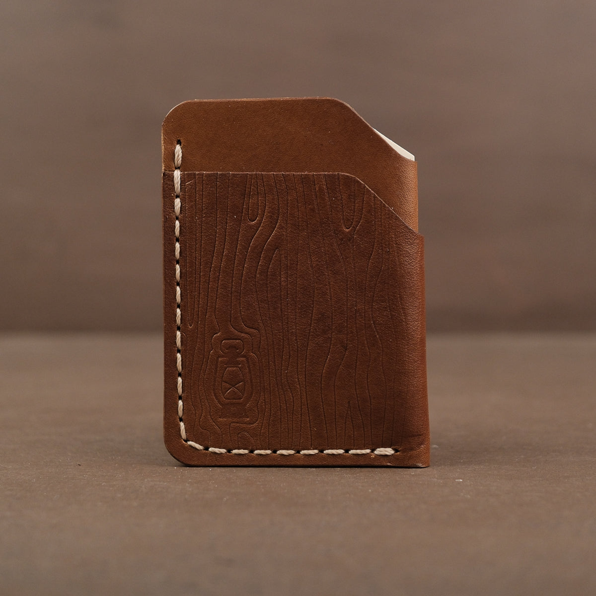 woodgrain minimalist full grain leather card wallet made in usa
