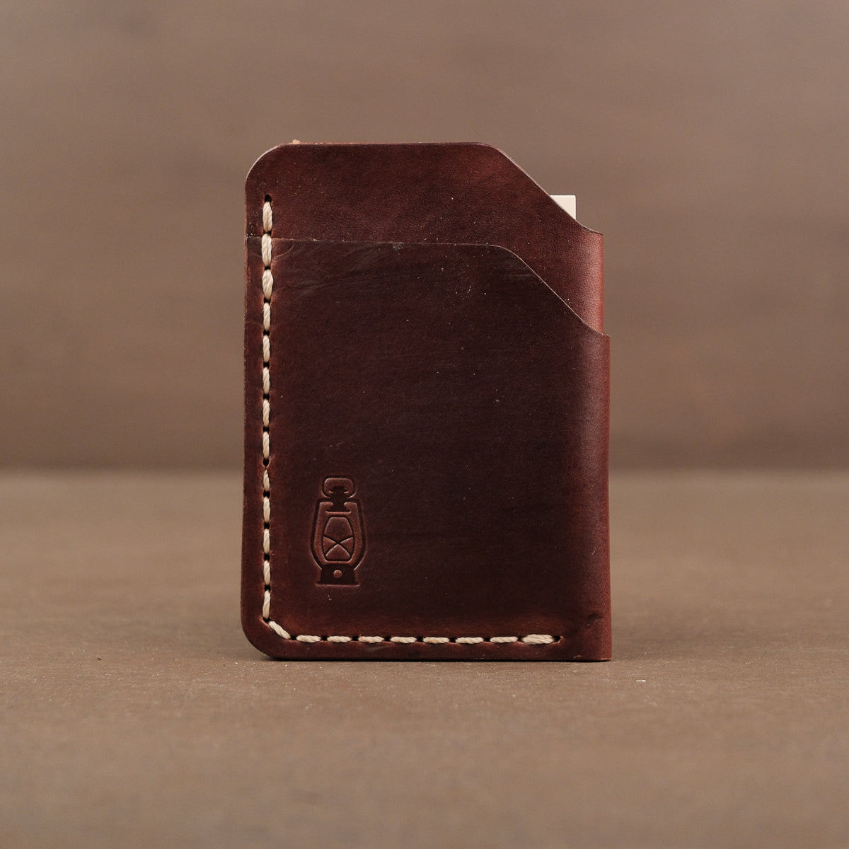 Mahogany minimalist full grain leather wallet made in usa