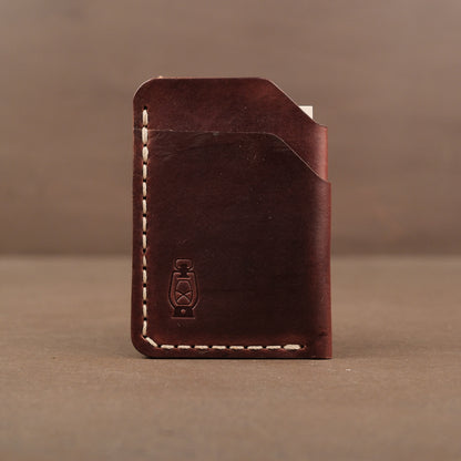 Mahogany minimalist full grain leather wallet made in usa