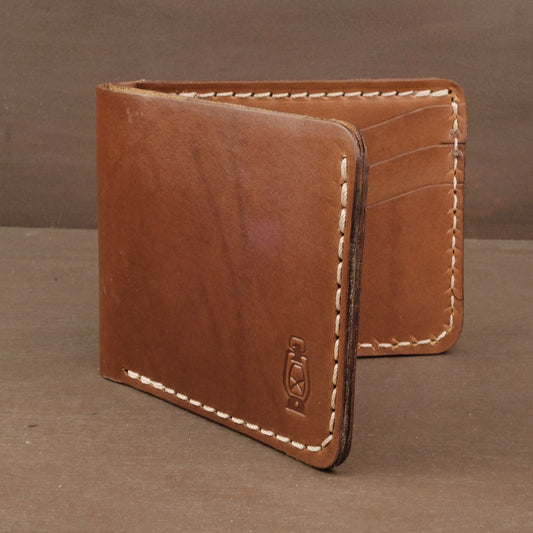 Wrangler bifold wallet made from full grain leather, handcrafted in the USA with vegetable tanned Herman Oak leather
