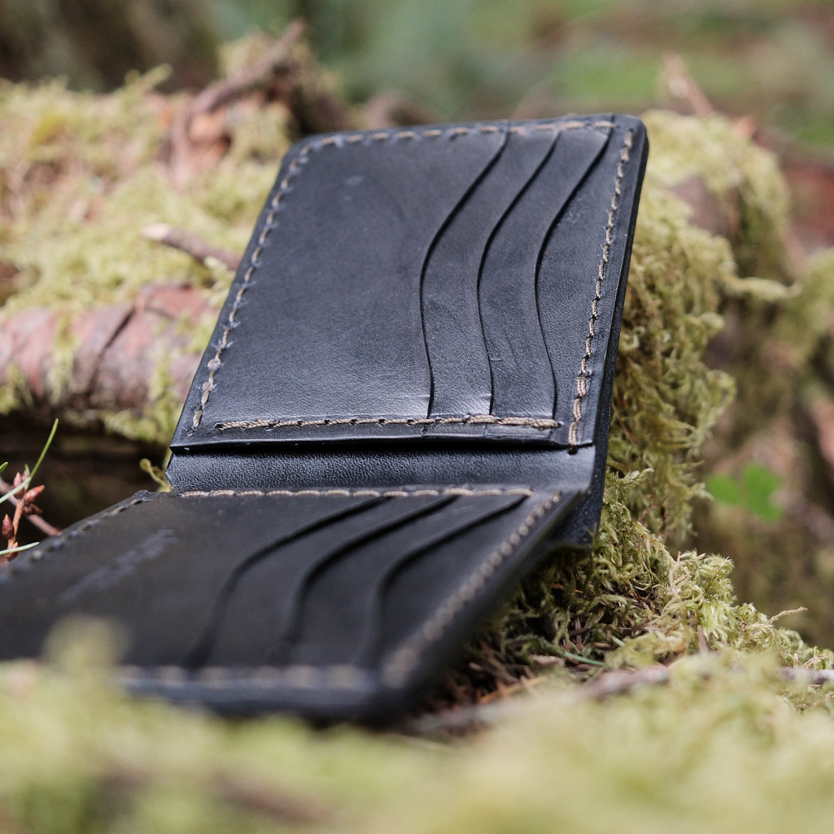 Wrangler bifold wallet made from full grain leather, handcrafted in the USA with vegetable tanned Herman Oak leather